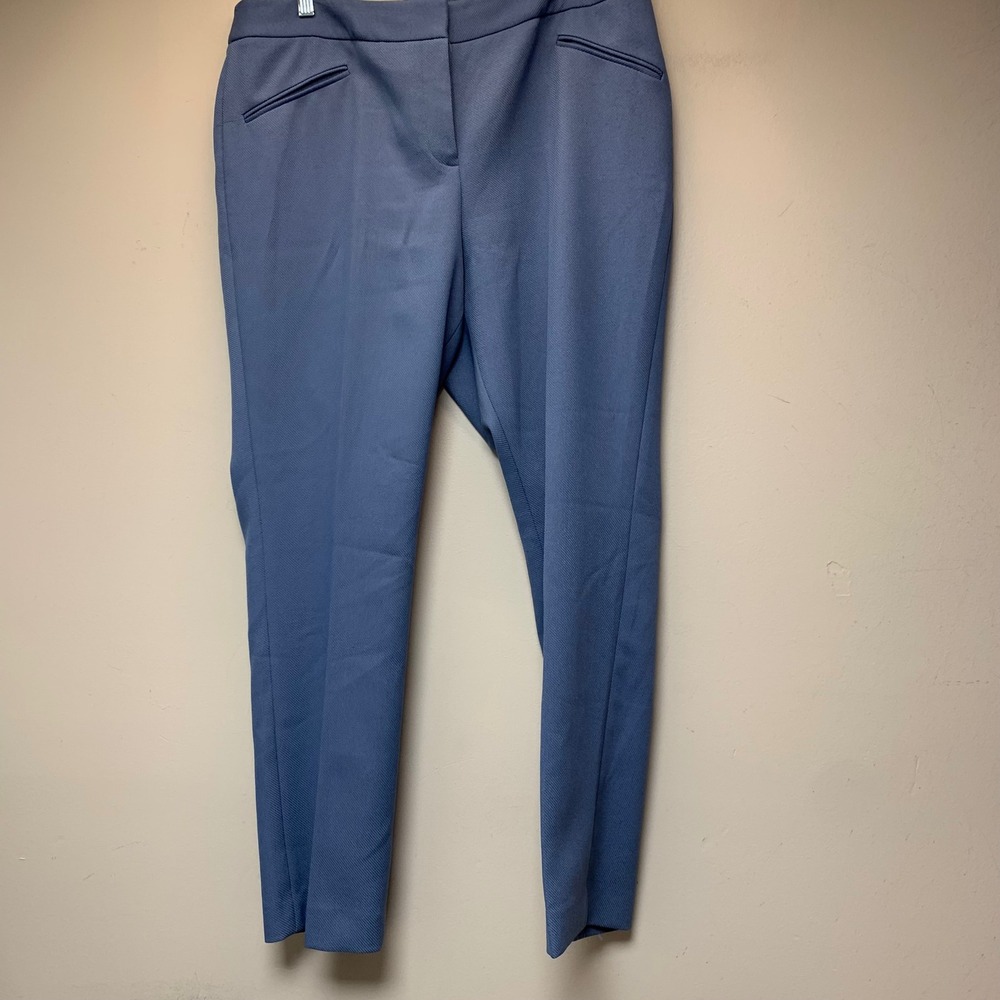 Tahari Arthur S. Levine Pants Womens 16 Blue Excellent Textured Slim Trousers